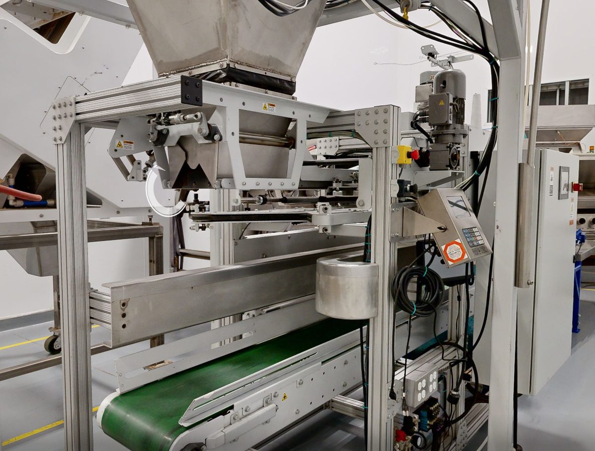 Manual bagging line close-up view